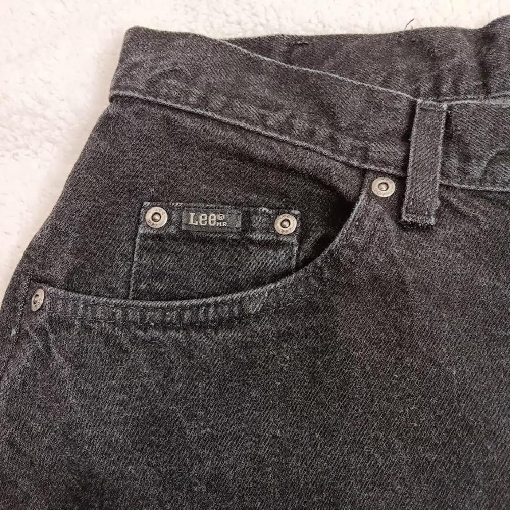 Vintage Lee Jeans Womens 12 Black High Rise Tapered Leg Denim 90s USA Classic - Picture 6 of 14